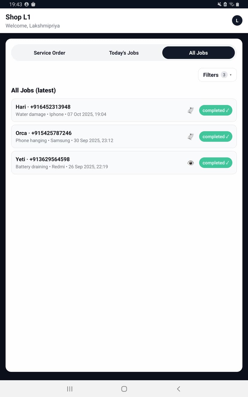 Job Management Screen